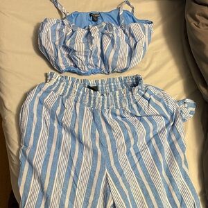 Wild Fable Blue and White Striped Jumpsuit